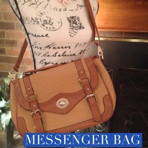 Vintage Messenger Bag with gold hardware